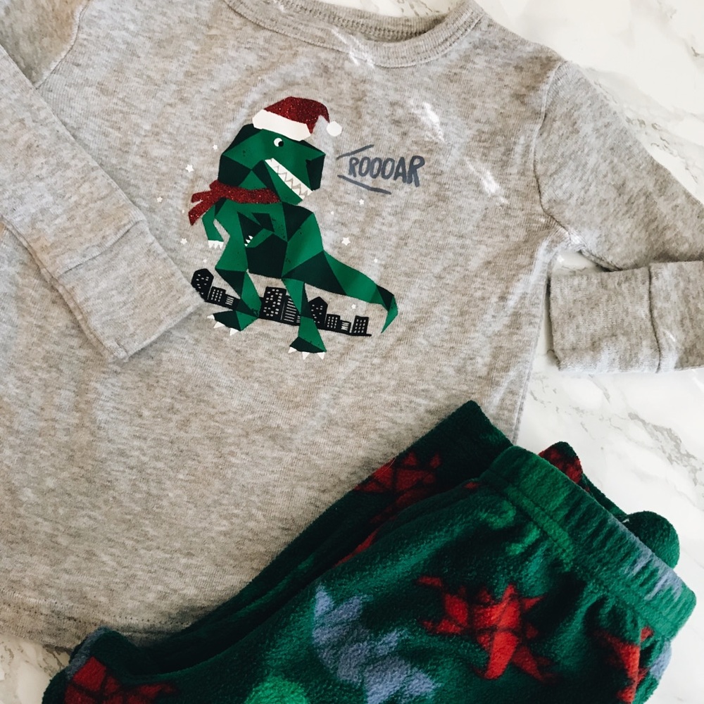 Cat & Jack Origami Dinosaur Christmas Pajamas